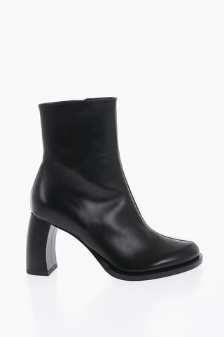 Leather LISA Ankle Boots with Curved Heel 9cm