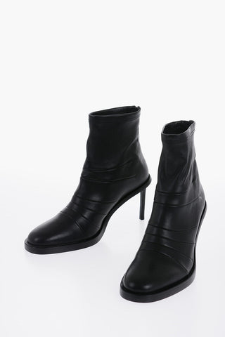 Leather HEDY Sock Boots with Embroderies 8cm