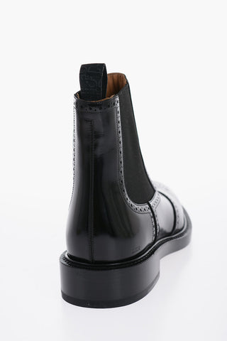Brushed Leather EVIDENCE Chelsea Boots With Brogues Details