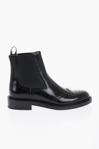 Brushed Leather EVIDENCE Chelsea Boots With Brogues Details