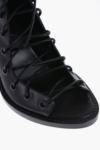 Leather Lace-Up Ankle Boots with Side Zip 9cm