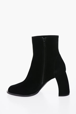 Suede LISA Ankle Boots with Curved Heel 9cm