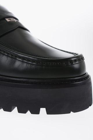 Brushed Leather Penny Loafers With Chunky Sole