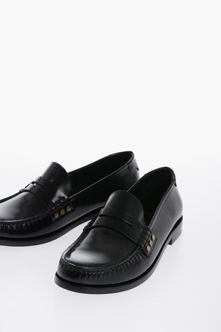 Brushed Leather Penny Loafers