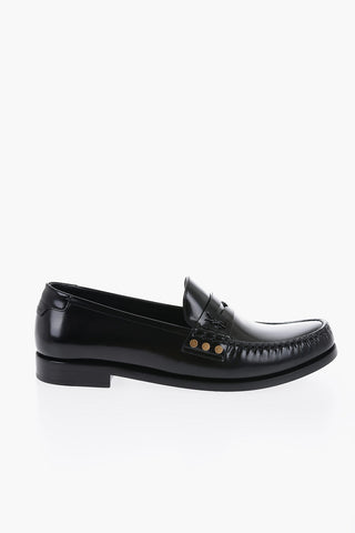 Brushed Leather Penny Loafers