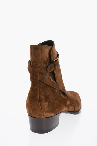 Suede Leather WYATT Boots With Buckle Detail