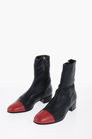 Stiefel mit Detail aus Echsenleder