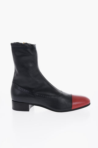 Stiefel mit Detail aus Echsenleder
