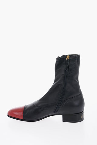 Stiefel mit Detail aus Echsenleder