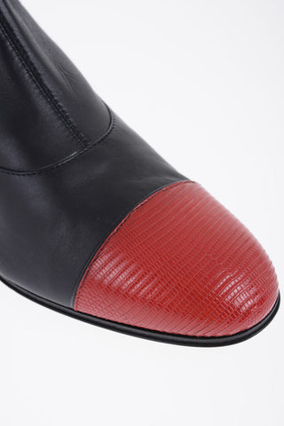 Stiefel mit Detail aus Echsenleder