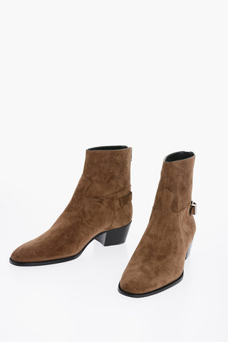 Suede Leather ISAAC Boots With Buckle Details
