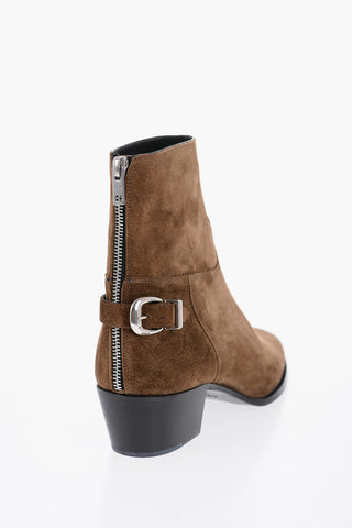 Suede Leather ISAAC Boots With Buckle Details