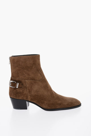 Suede Leather ISAAC Boots With Buckle Details