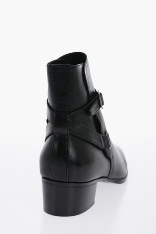 Hammered Leather DORIAN Boots With Buckle Detail