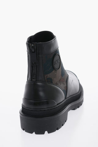 Leather And Fabric Camo Combat Boots