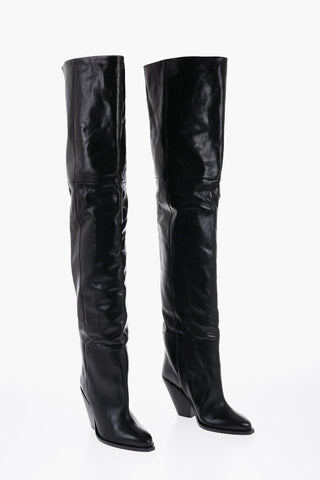 Leather LALEX Over-the-Knee Western Boots 10cm