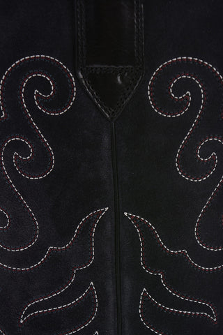 Suede LIELA Western Boots with Visible Stitchings 7cm