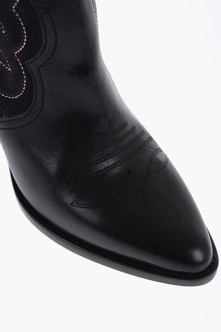 Suede LIELA Western Boots with Visible Stitchings 7cm