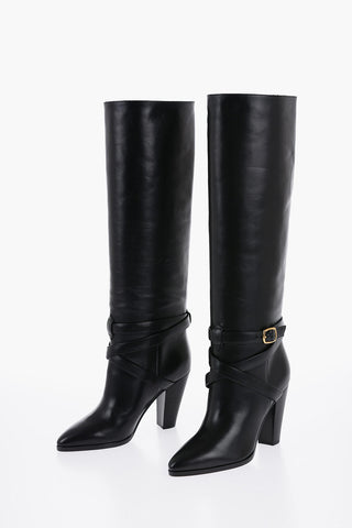 Knee-Length WILTERS Leather Boots with Ankle Strap 10cm
