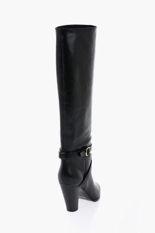Knee-Length WILTERS Leather Boots with Ankle Strap 10cm