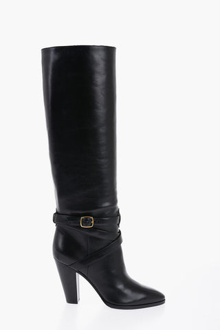 Knee-Length WILTERS Leather Boots with Ankle Strap 10cm
