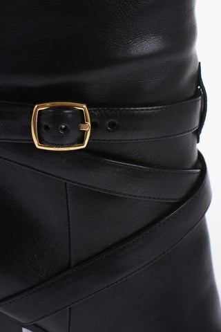 Knee-Length WILTERS Leather Boots with Ankle Strap 10cm