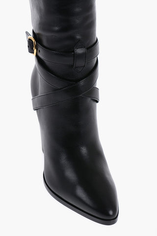 Knee-Length WILTERS Leather Boots with Ankle Strap 10cm