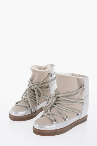 Lace-up NOWLES Suede Booties with Lamè Detail
