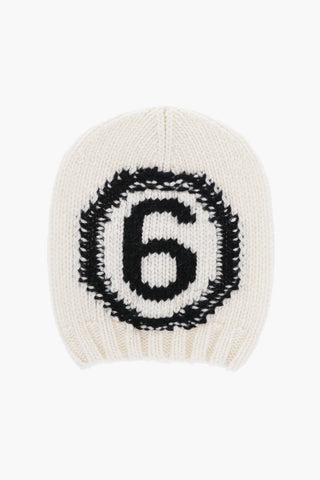 MM6 Beanie in Misto Lana con Logo a Contrasto