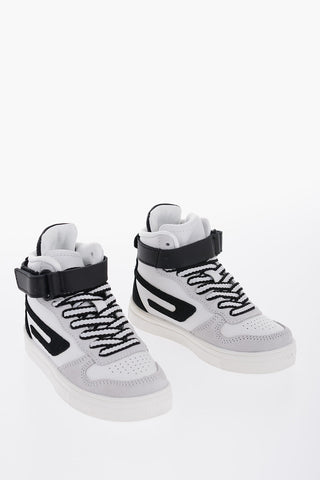 Leather S-UKIYO High Top Sneakers with Suede Details