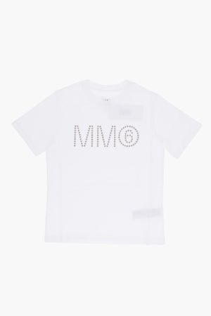 MM6 단색 크루넥 티셔츠 스터드 장식