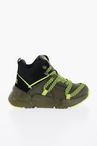 Fabric S-MILLENIUM High Top Sneakers with Fluo Laces