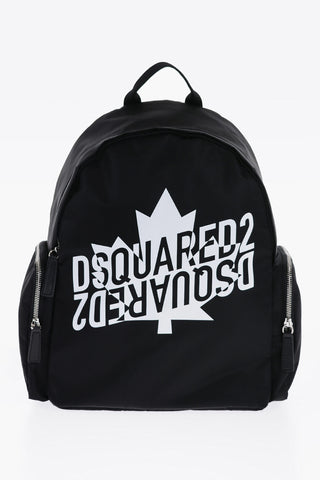 Nylon Backpack with Contrast Logo