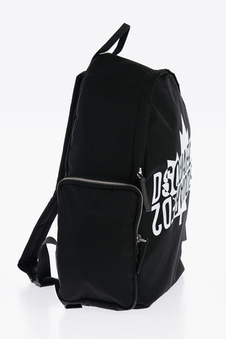 Nylon Backpack with Contrast Logo