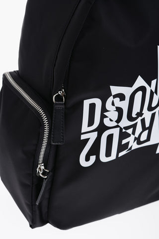 Nylon Backpack with Contrast Logo