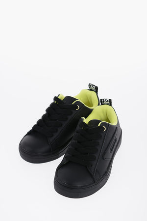 Solid Color Leather S-VANEELA LC Low Top Sneakers with Fluo Inner