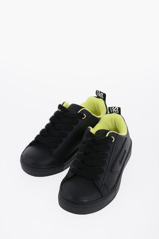Solid Color Leather S-VANEELA LC Low Top Sneakers with Fluo Inner