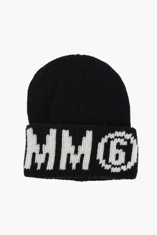 MM6 Wool Blend Beanie with Contrasting Logo