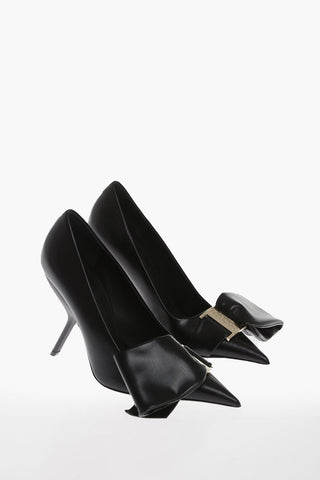 Leather ERICA Pumps with Ton sur Ton Bow 10.5cm