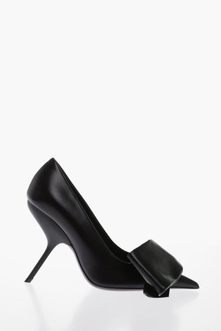 Leather ERICA Pumps with Ton sur Ton Bow 10.5cm