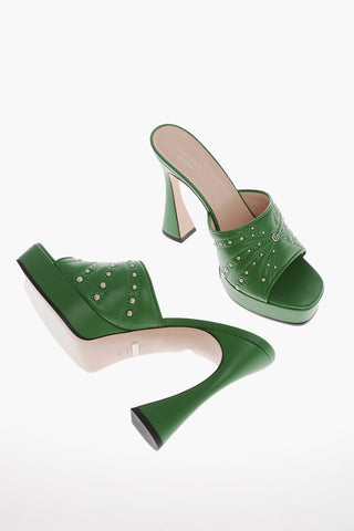 Studded Leather CHARLOTTE Open Toe Mules 12cm