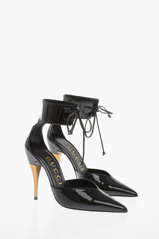 Patent Leather Pumps with Lace-up Detail 10cm
