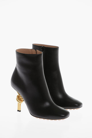 Leather POMPEI Booties with Metal Heel 10cm