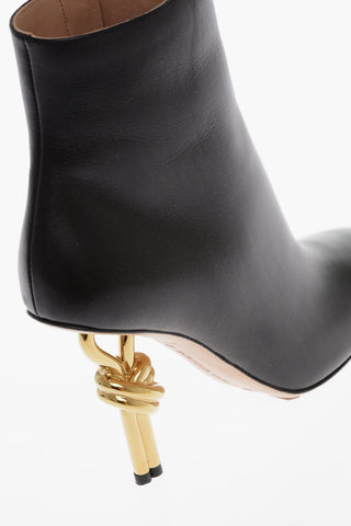 Leather POMPEI Booties with Metal Heel 10cm