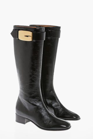 Naplack Patent Leather Boots with Strap