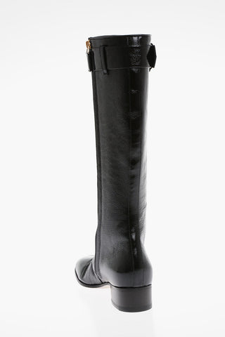 Naplack Patent Leather Boots with Strap