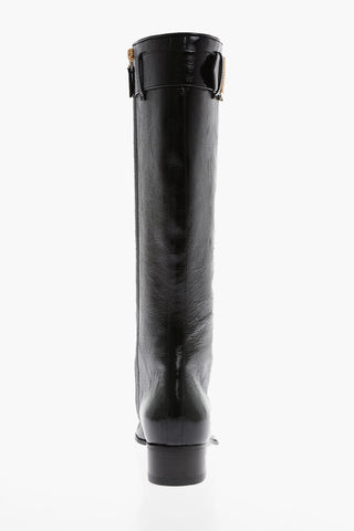 Naplack Patent Leather Boots with Strap