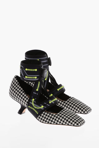 Houndstooth Fabric Pumps with Trek Strap 5cm