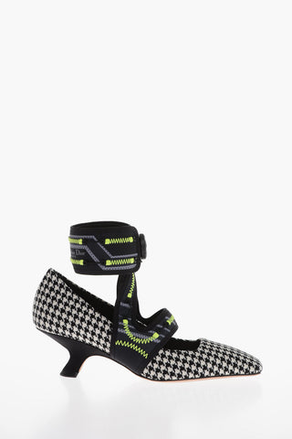 Houndstooth Fabric Pumps with Trek Strap 5cm