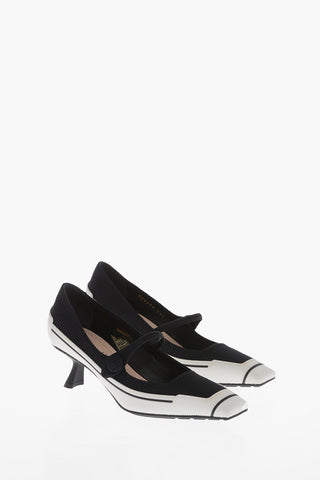 Pumps Mary-Jane in Tessuto con Dettaglio in Gomma 4cm